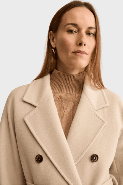 Double Breasted Beige Wool Coat