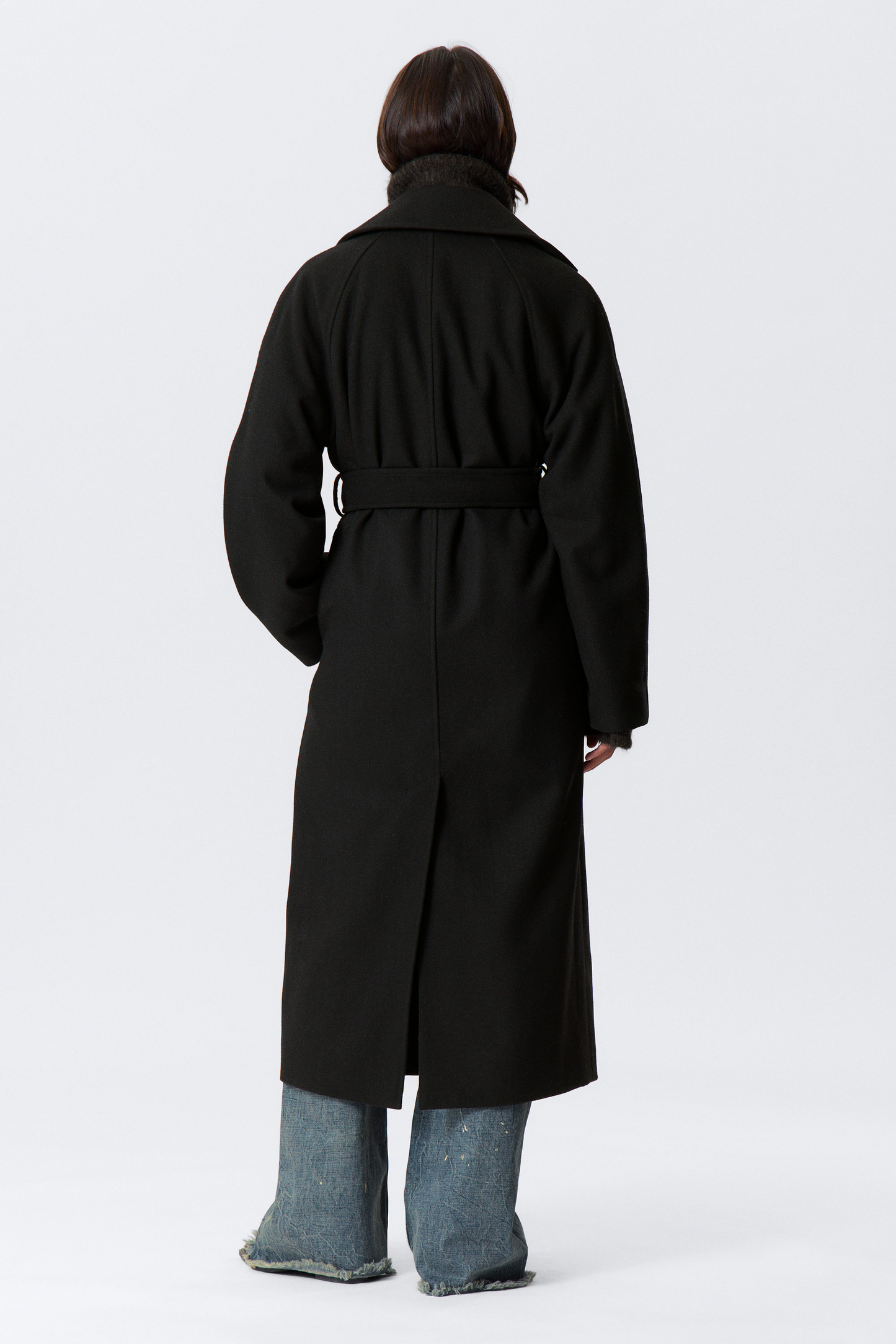 Black Oversized Wool Blended Double Breasted Coat