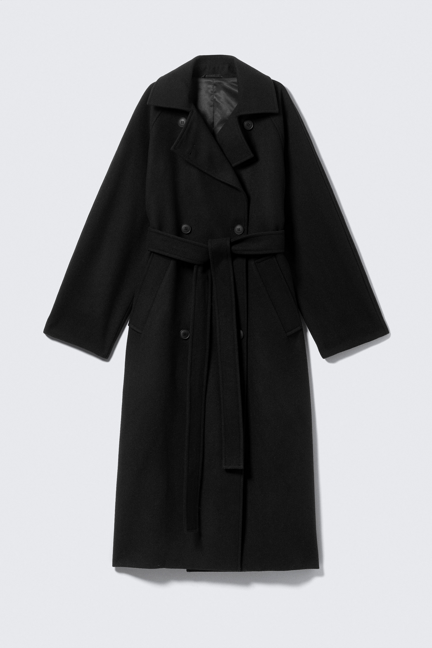 Black Oversized Wool Blended Double Breasted Coat