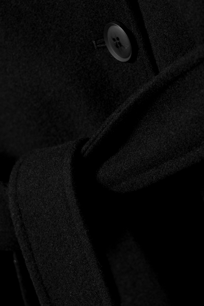 Black Oversized Wool Blended Double Breasted Coat