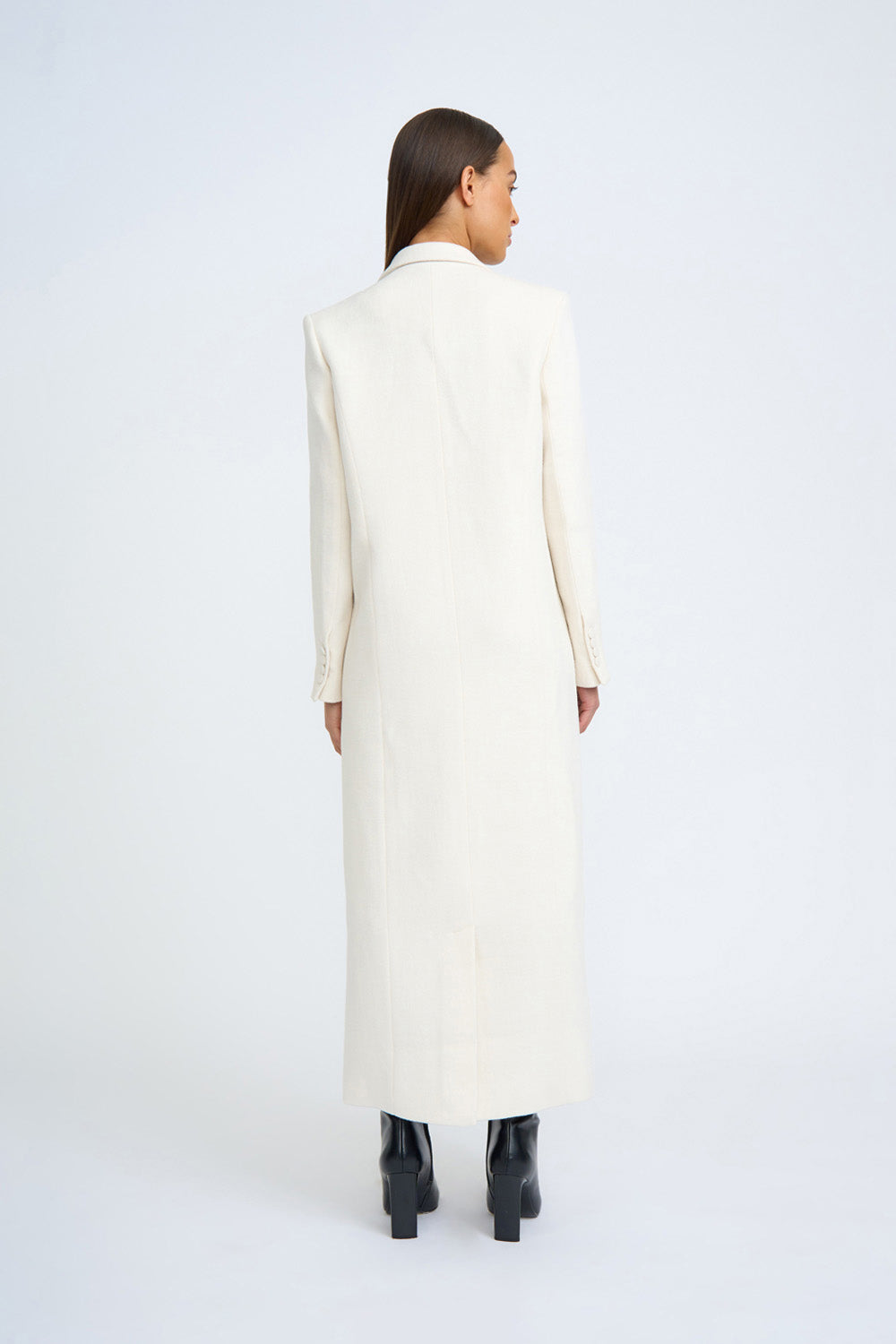 Women's White Double-Breasted Wool Coat