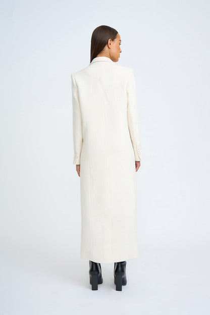 Women's White Double-Breasted Wool Coat