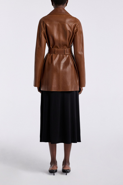 Havira Brown Luxe Leather Coat