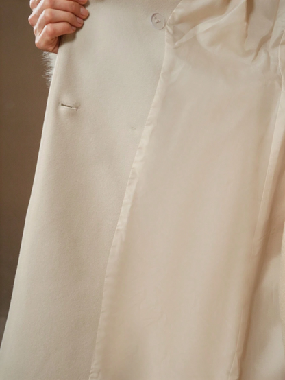 Havira's Long Wool Blend Coat with Faux Fur Collar and Belt