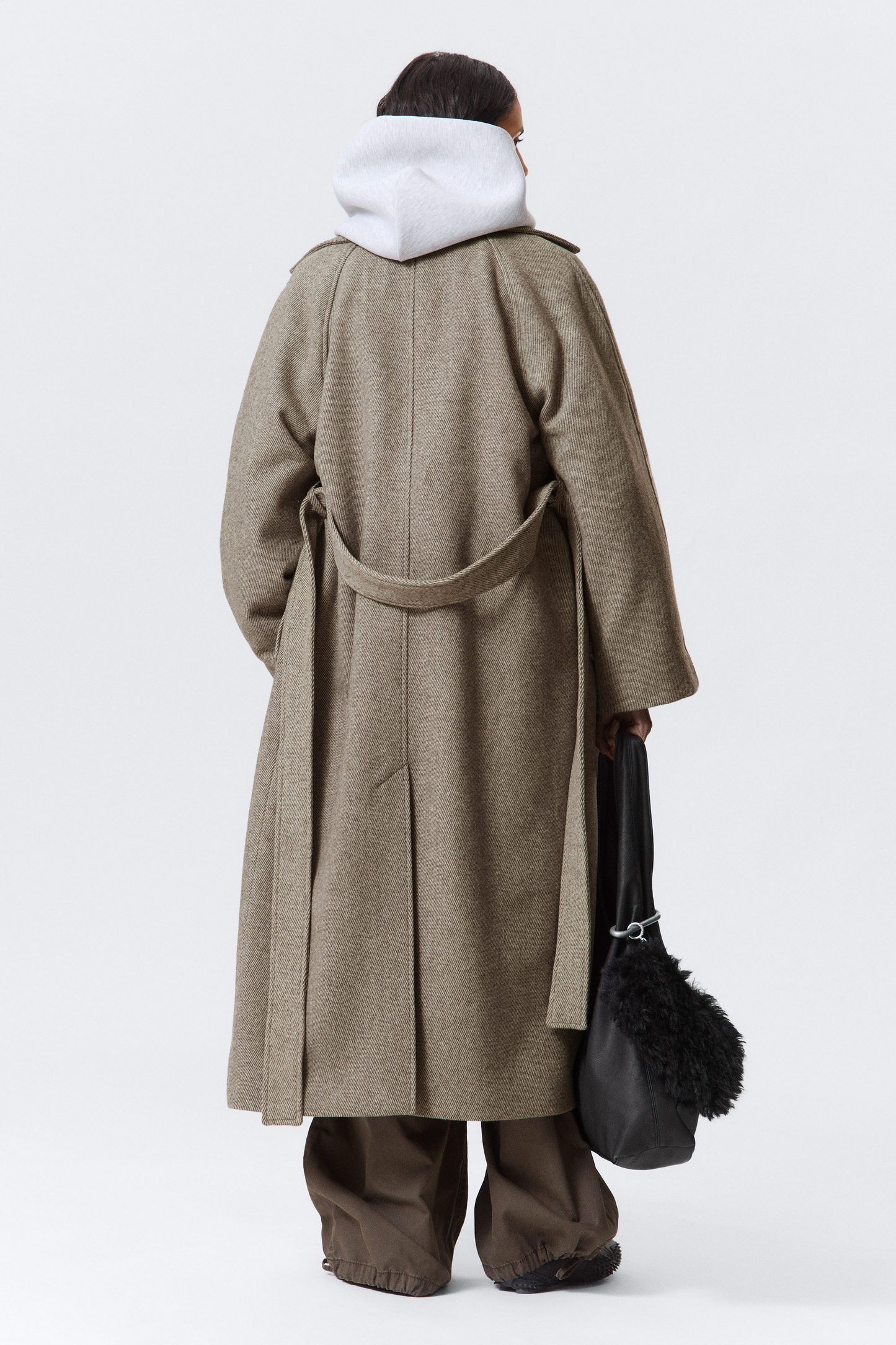 Beige Oversized Wool Blended Double Breasted Coat