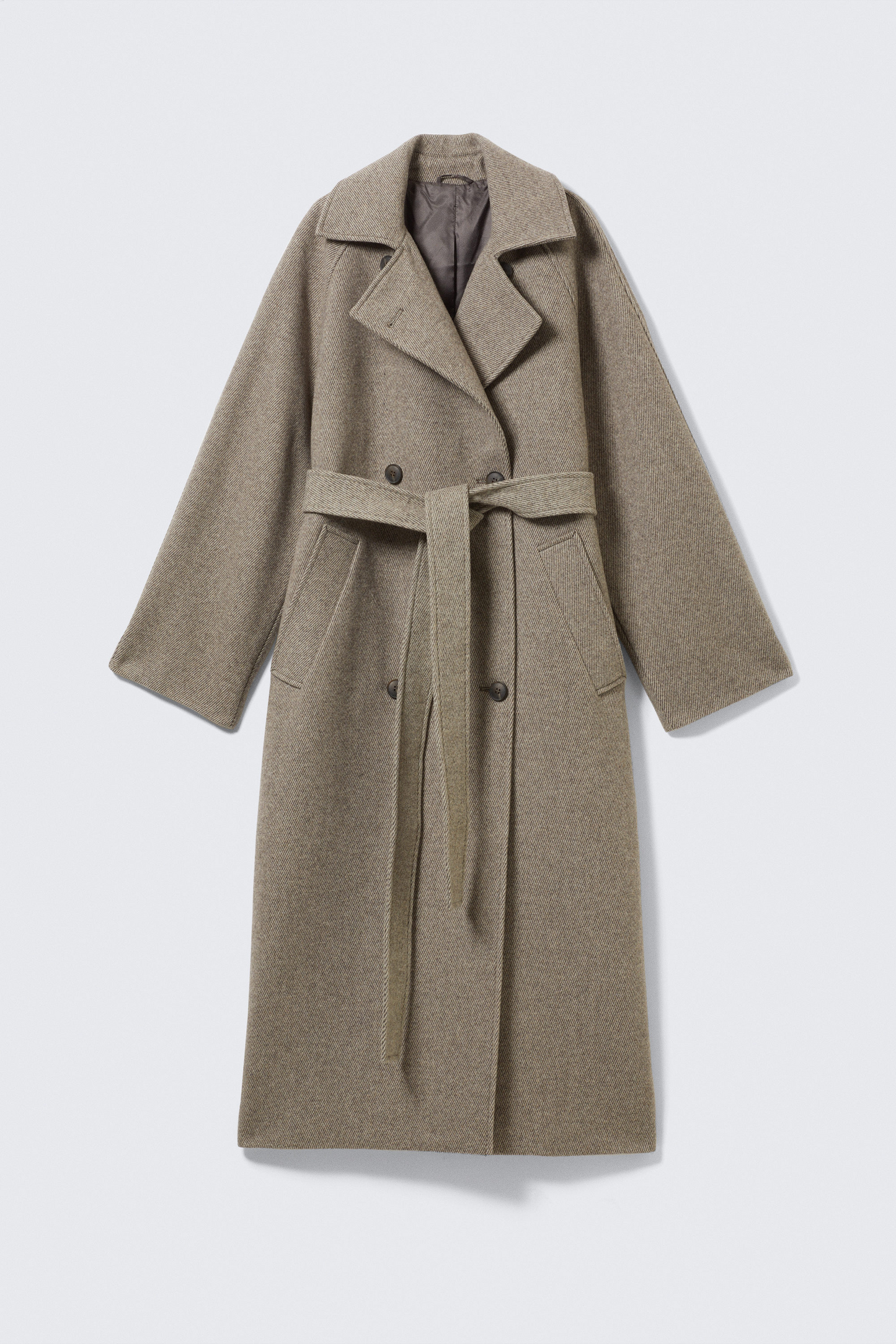 Beige Oversized Wool Blended Double Breasted Coat