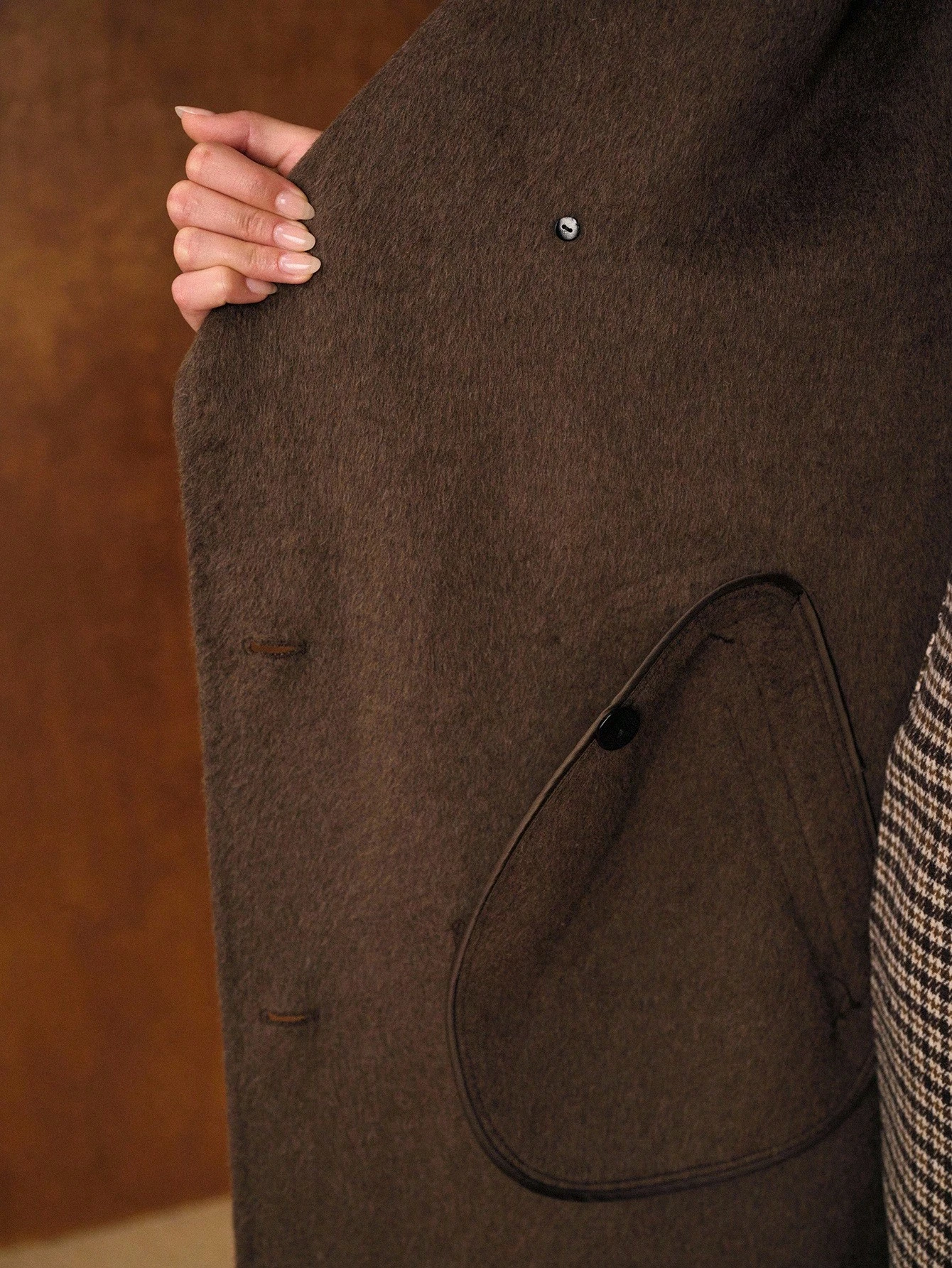 Havira Premium Double-breasted Long Wool Coat with Waterfall Collar