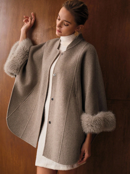 Cashmere Oversized Coat With Faux Fur