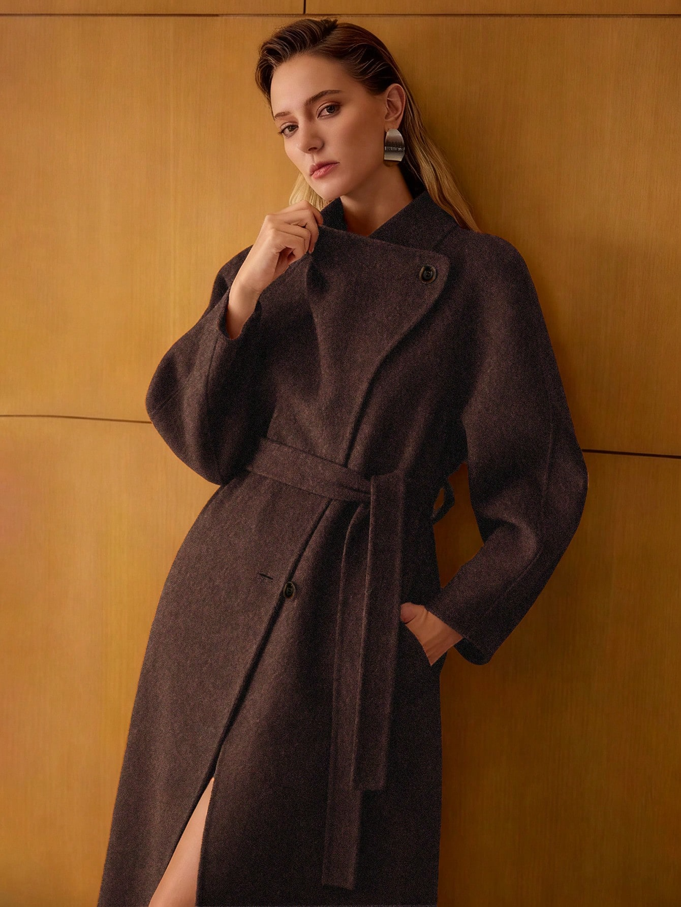 Havira Premium Oversized Wool Coat With Belt