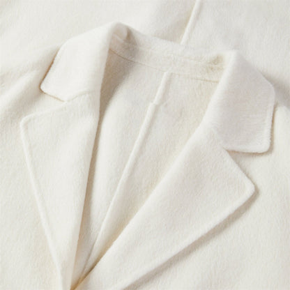 Women's White Straight Wool Coat