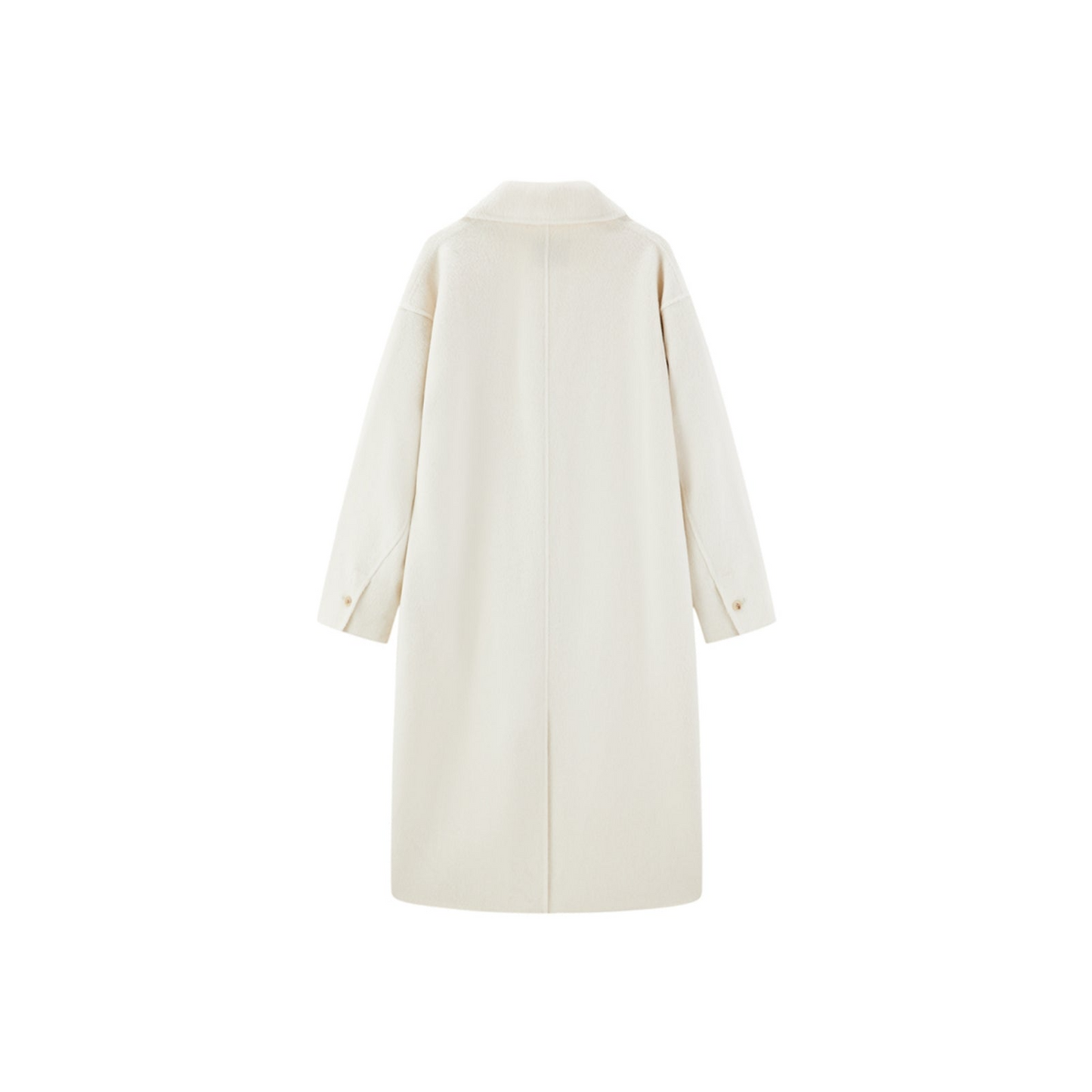 Women's White Straight Wool Coat
