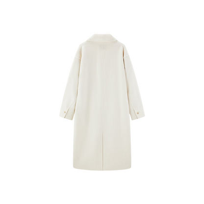 Women's White Straight Wool Coat