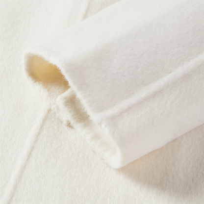 Women's White Straight Wool Coat