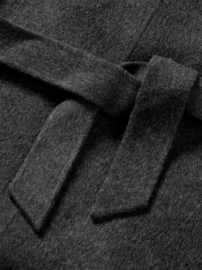 Women's Grey Double-Face Wool Robe Cape Coat