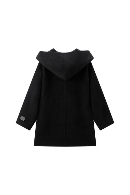 Women's Black Double-Face Wool Robe Cape Coat