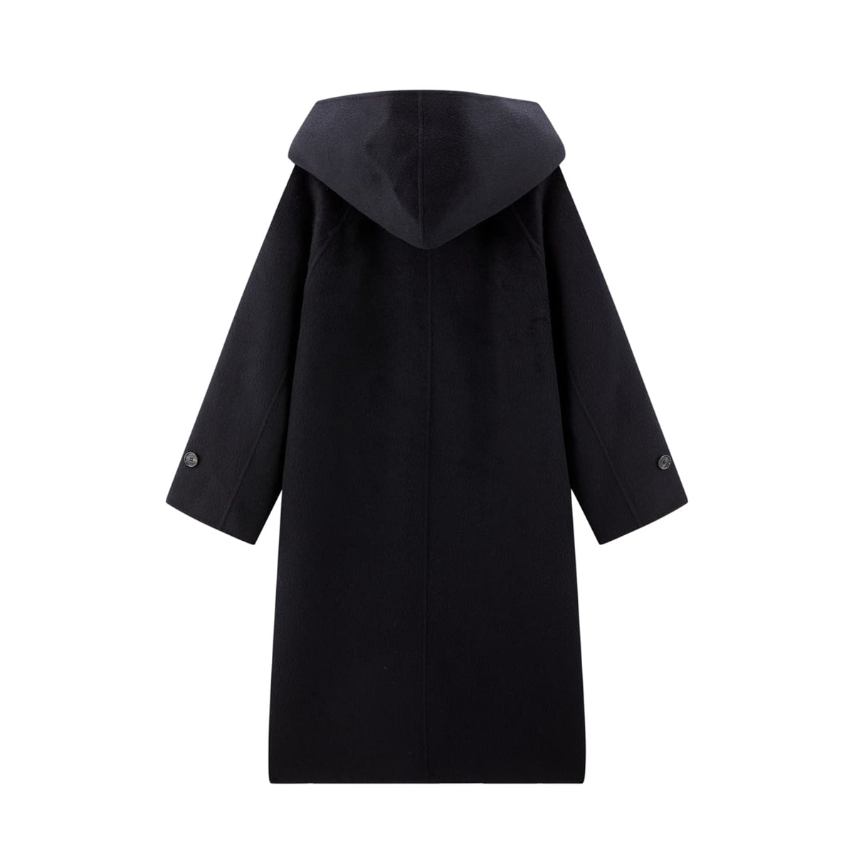 Women's Black Hooded Double-Face Wool Coat