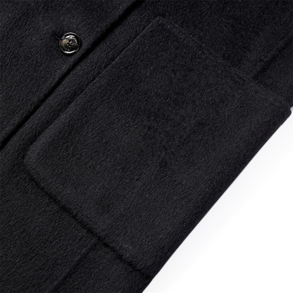 Women's Black Hooded Double-Face Wool Coat